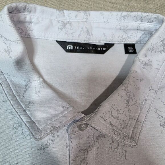 Travis Mathew Warmer Tides Scoop Polo Shirt Mens Size XXXLARGE  White Golf Polo - Picture 5 of 8
